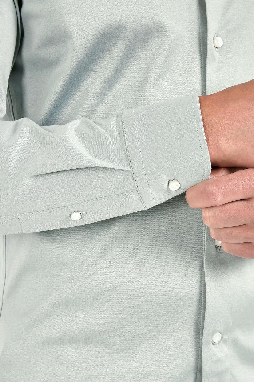 Light sage mercerised cotton shirt - Made in Italy