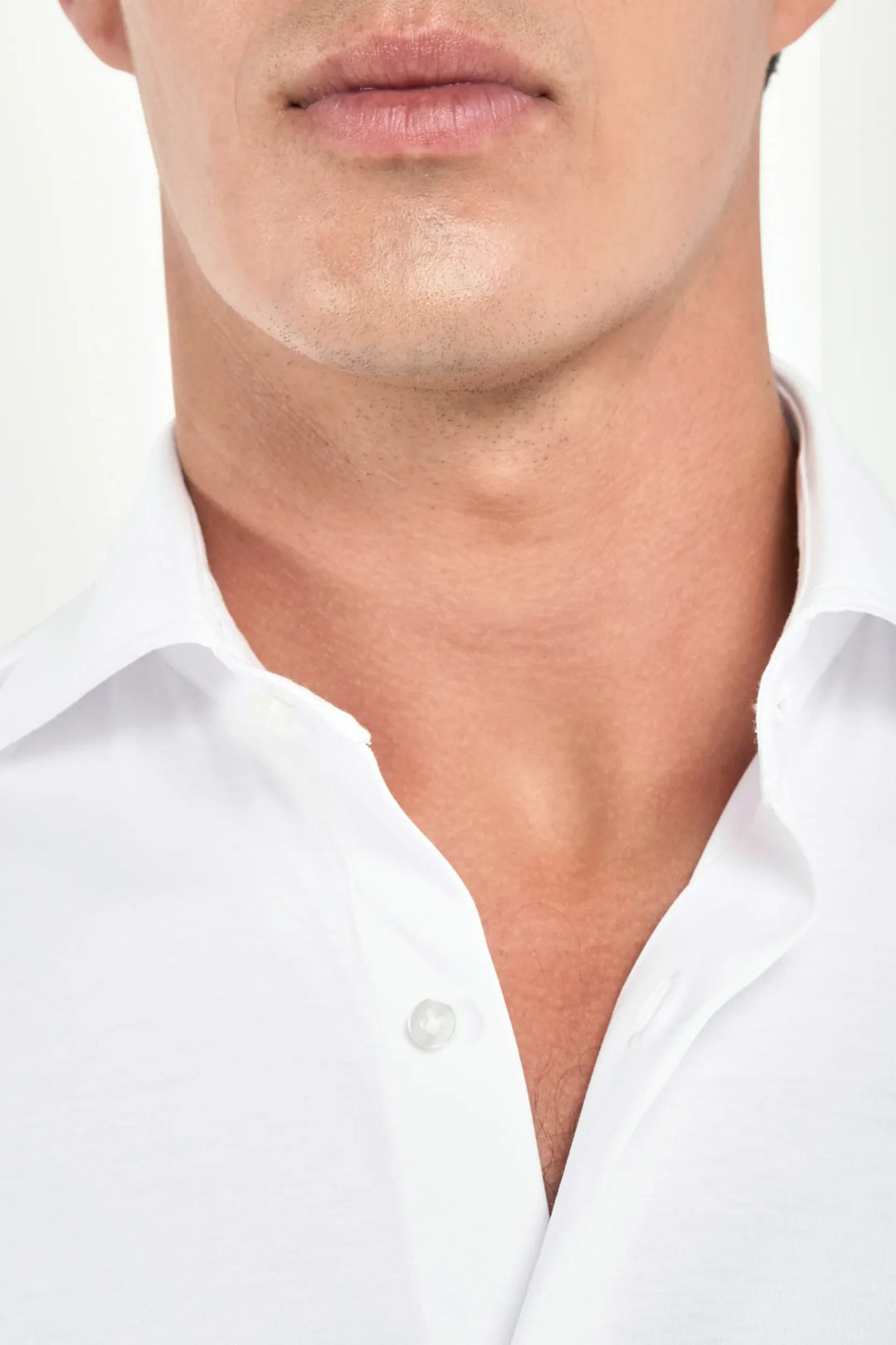 White mercerised cotton shirt - Made in Italy