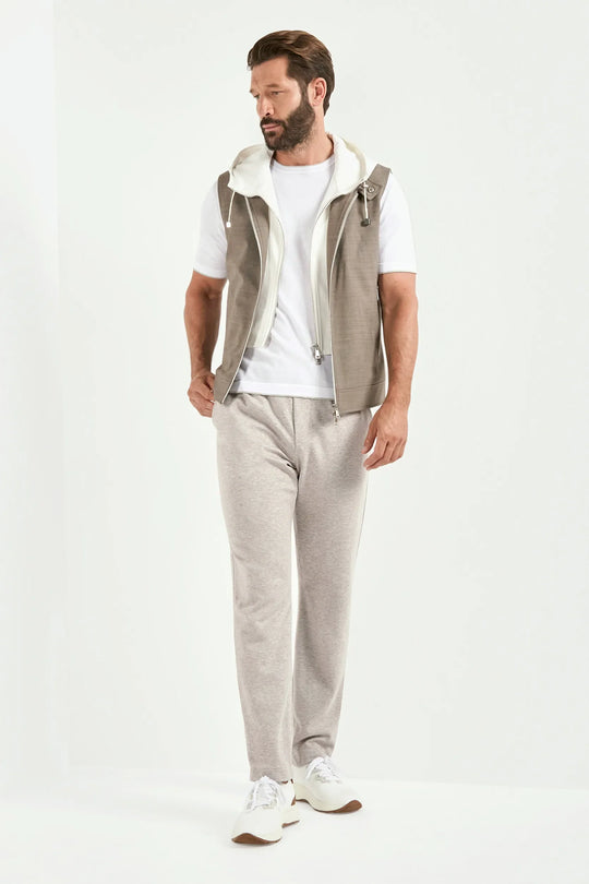 Tobacco hooded vest - Made in Italy