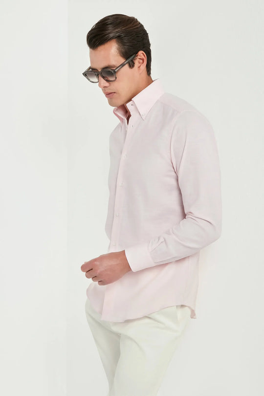 Pink chambray button down shirt - Made in Italy