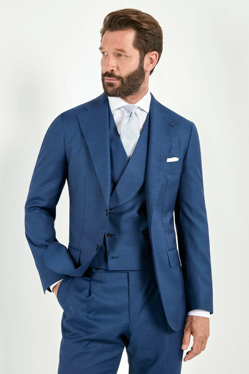 Royal blue double breasted waistcoat - Made in Italy