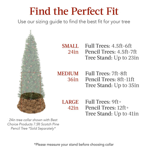 Basket Woven Hyacinth Christmas Holiday Tree Collar - 42in