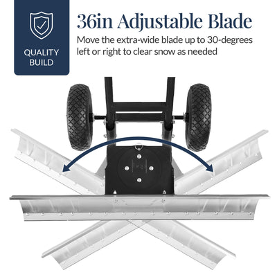 2-Wheel Snow Pusher w/ Adjustable Handle, Reflective Tape - 36in