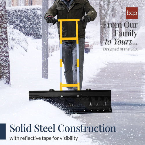 2-Wheel Snow Pusher w/ Adjustable Handle, Reflective Tape - 36in