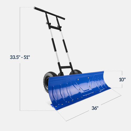 2-Wheel Snow Pusher w/ Adjustable Handle, Reflective Tape - 36in