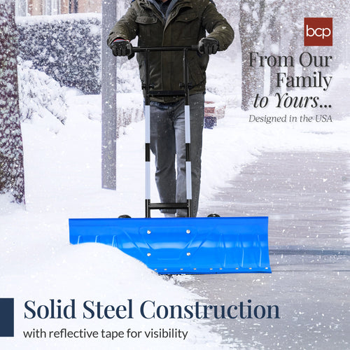 2-Wheel Snow Pusher w/ Adjustable Handle, Reflective Tape - 36in