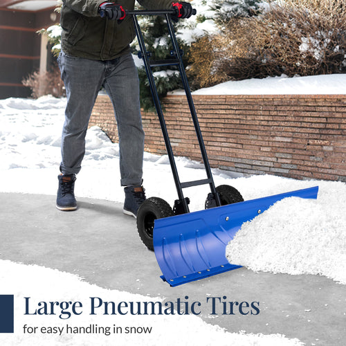 2-Wheel Snow Pusher w/ Adjustable Handle, Reflective Tape - 36in