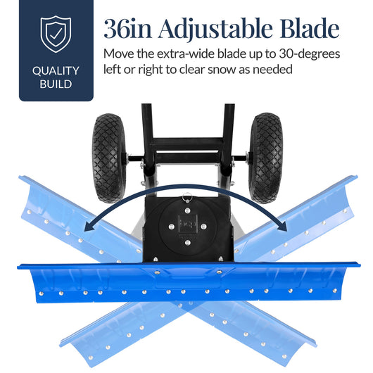 2-Wheel Snow Pusher w/ Adjustable Handle, Reflective Tape - 36in