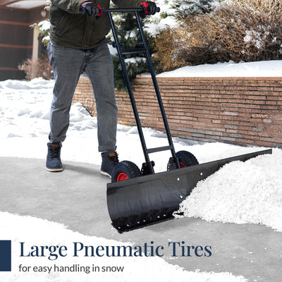2-Wheel Snow Pusher w/ Adjustable Handle, Reflective Tape - 48in