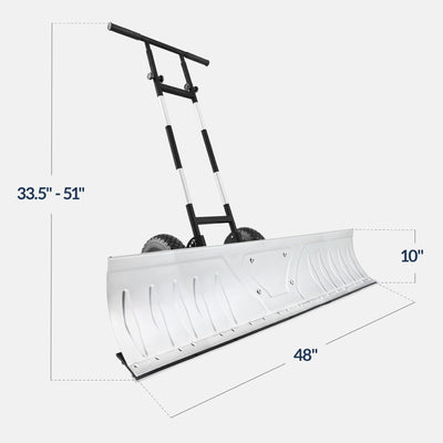 2-Wheel Snow Pusher w/ Adjustable Handle, Reflective Tape - 48in
