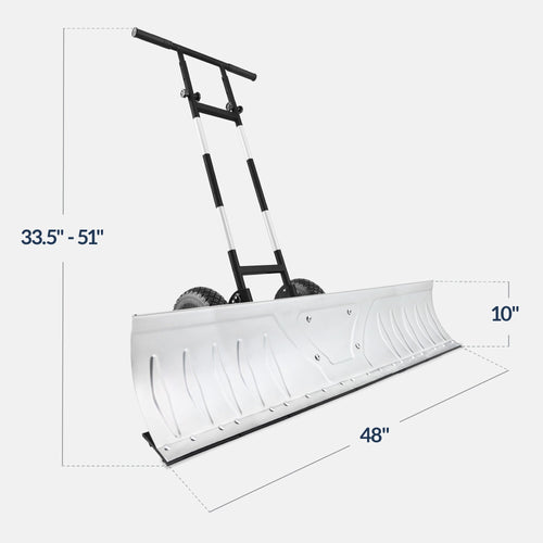 2-Wheel Snow Pusher w/ Adjustable Handle, Reflective Tape - 48in