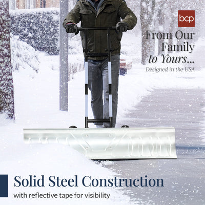 2-Wheel Snow Pusher w/ Adjustable Handle, Reflective Tape - 48in