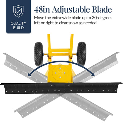 2-Wheel Snow Pusher w/ Adjustable Handle, Reflective Tape - 48in