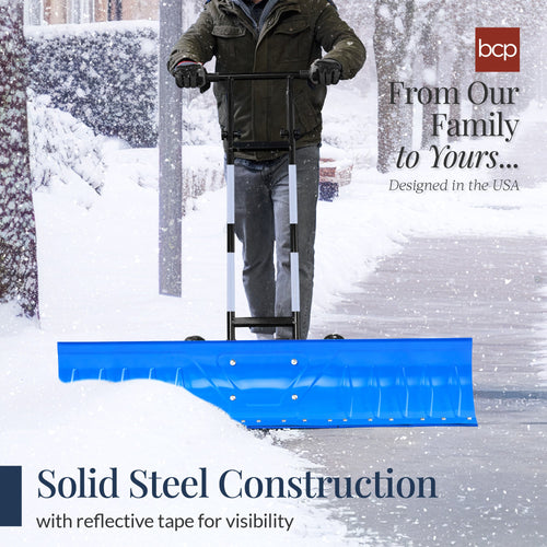 2-Wheel Snow Pusher w/ Adjustable Handle, Reflective Tape - 48in