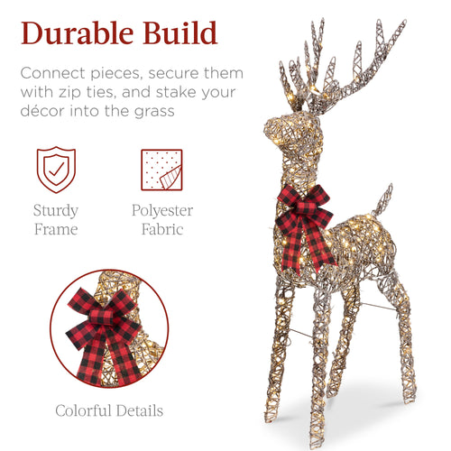 Lighted Christmas Reindeer & Sleigh Outdoor Decor Set w/ LED Lights