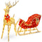 XL Lighted Christmas Reindeer & Sleigh Outdoor Decor Set w/ LED Lights