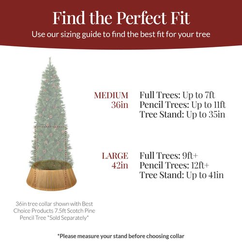 Christmas Tree Collar, Solid Wood Slatted Tree Accessory - 36in