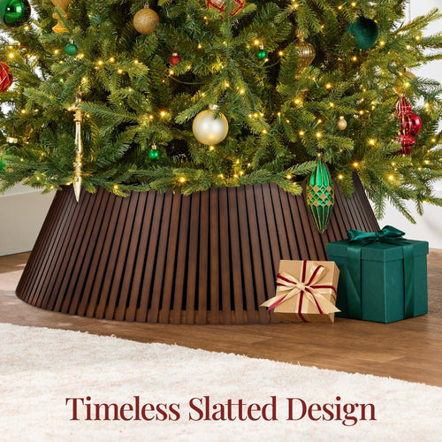 Christmas Tree Collar, Solid Wood Slatted Tree Accessory - 36in