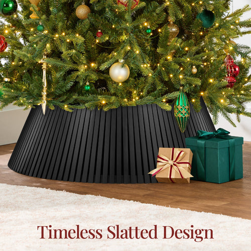 Christmas Tree Collar, Solid Wood Slatted Tree Accessory - 42in