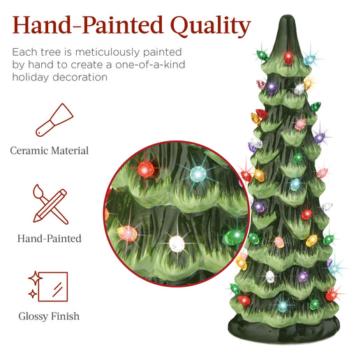 Best Choice Products Set of 3 XL Pre-Lit Ceramic Tabletop Christmas Trees