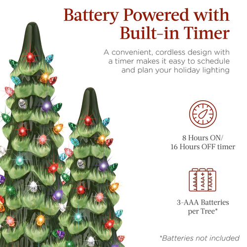 Best Choice Products Set of 3 XL Pre-Lit Ceramic Tabletop Christmas Trees