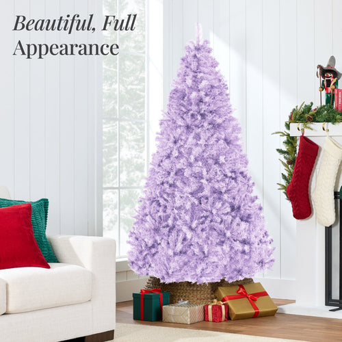 Artificial Lavender Christmas Tree, Unlit Pine Design w/Easy Assembly