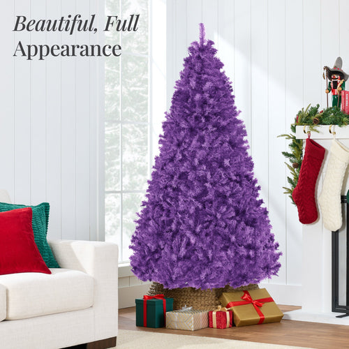 Artificial Purple Christmas Tree, Unlit Pine Design w/Easy Assembly