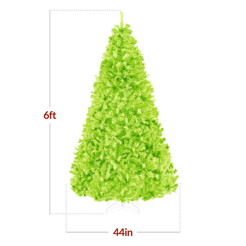 Artificial Lime Green Christmas Tree, Unlit Pine Design w/Easy Assembly