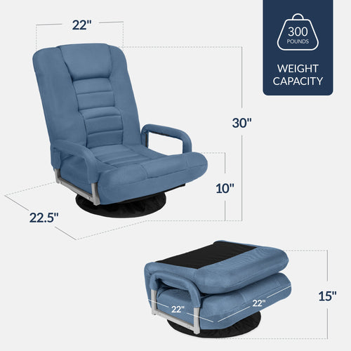 Gaming Floor Chair w/ 360-Degree Swivel, Armrest, Adjustable Backrest