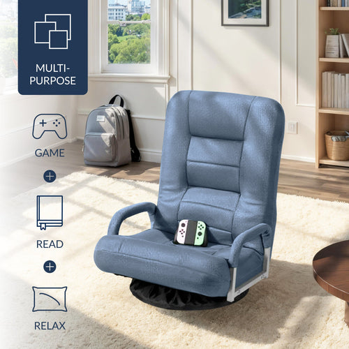 Gaming Floor Chair w/ 360-Degree Swivel, Armrest, Adjustable Backrest