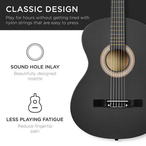 Beginner Acoustic Guitar Set w/ Case, Strap, Extra Strings - 38in