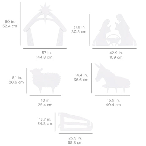 Christmas Nativity Scene Yard Decoration w/ Water Resistant PVC