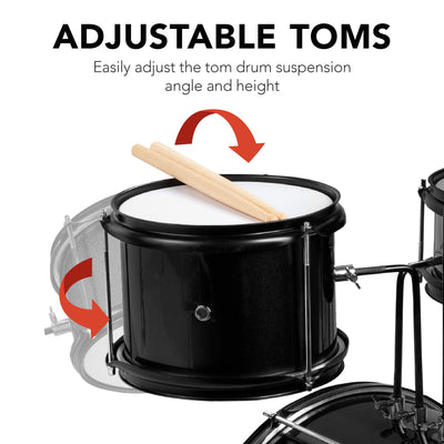 Kids Beginner 3-Piece Drum, Musical Instrument Set w/ Sticks, Stool, Pedal