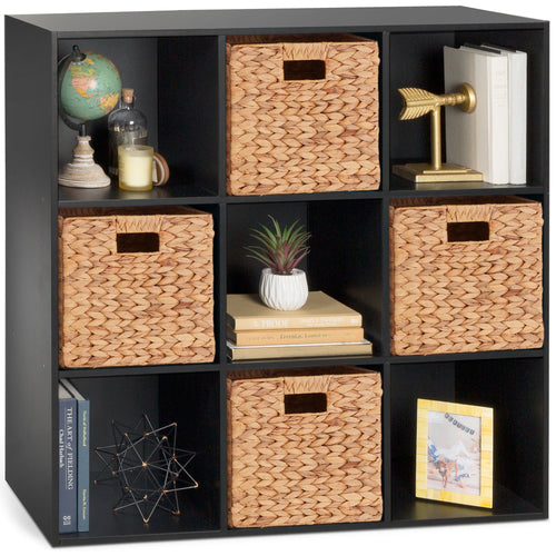 9-Cube Bookshelf Storage Display w/ 3 Removable Panels, Customizable Design