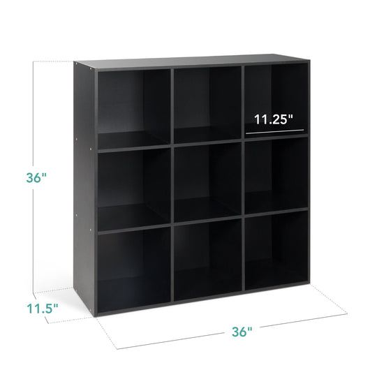 9-Cube Bookshelf Storage Display w/ 3 Removable Panels, Customizable Design
