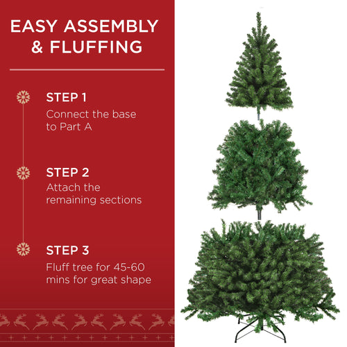 Pre-Lit Artificial Green Spruce Christmas Tree, w/Easy Assembly
