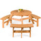 6-Person Circular Wooden Picnic Table w/ Umbrella Hole, 3 Benches