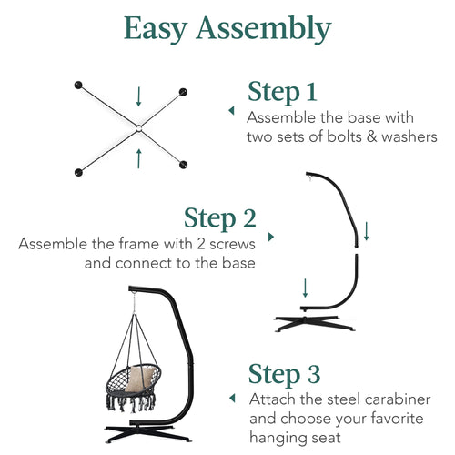 Curved Hanging Hammock C-Stand w/ All-Weather, Steel Frame - Stand Only