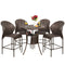 5-Piece Outdoor Wicker Bar Bistro Set for Patio, Porch w/ Ice Bucket