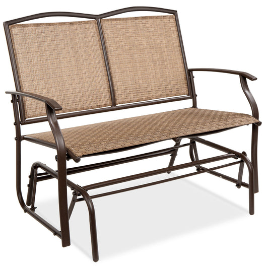 2-Person Patio Loveseat Swing Glider, Bench Rocker w/ Armrests