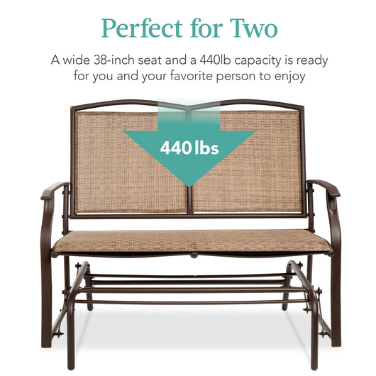 2-Person Patio Loveseat Swing Glider, Bench Rocker w/ Armrests