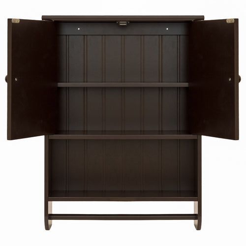Bathroom Wall Storage Organization Cabinet w/ Double Doors, Towel Bar