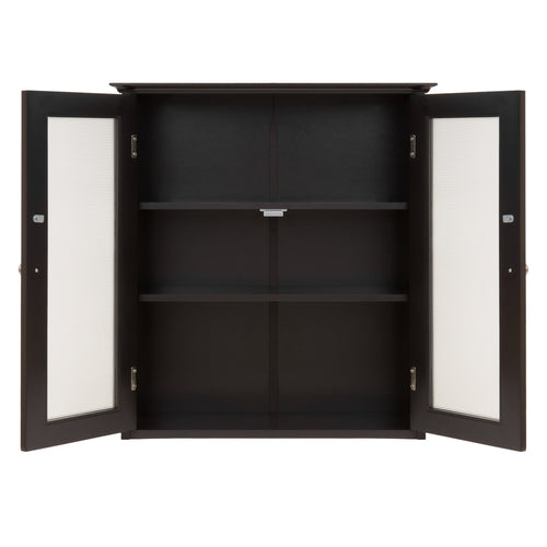 Bathroom Wall Storage Medicine Cabinet w/ Tempered Glass Double Doors