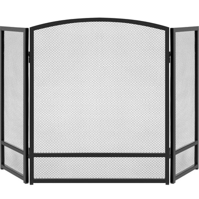 3-Panel Simple Steel Mesh Fireplace Screen w/ Worn Finish - 47.5x27.25in