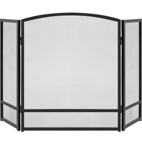 3-Panel Simple Steel Mesh Fireplace Screen w/ Worn Finish - 47.5x27.25in