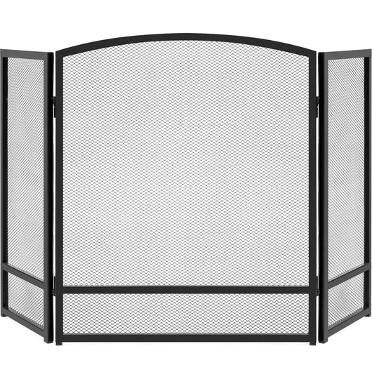 3-Panel Simple Steel Mesh Fireplace Screen w/ Worn Finish - 47.5x27.25in