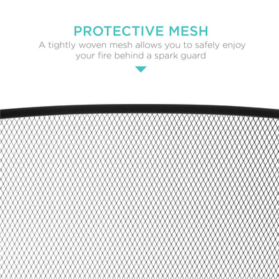 3-Panel Simple Steel Mesh Fireplace Screen w/ Worn Finish - 47.5x27.25in