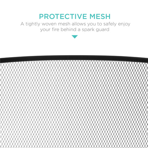 3-Panel Simple Steel Mesh Fireplace Screen w/ Worn Finish - 47.5x27.25in