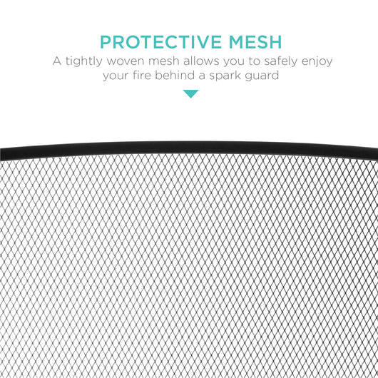 3-Panel Simple Steel Mesh Fireplace Screen w/ Worn Finish - 47.5x27.25in