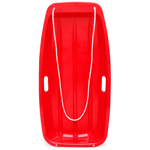 Kids Outdoor Plastic Toboggan Snow Sled Board w/ Pull Rope, Handles - 35in